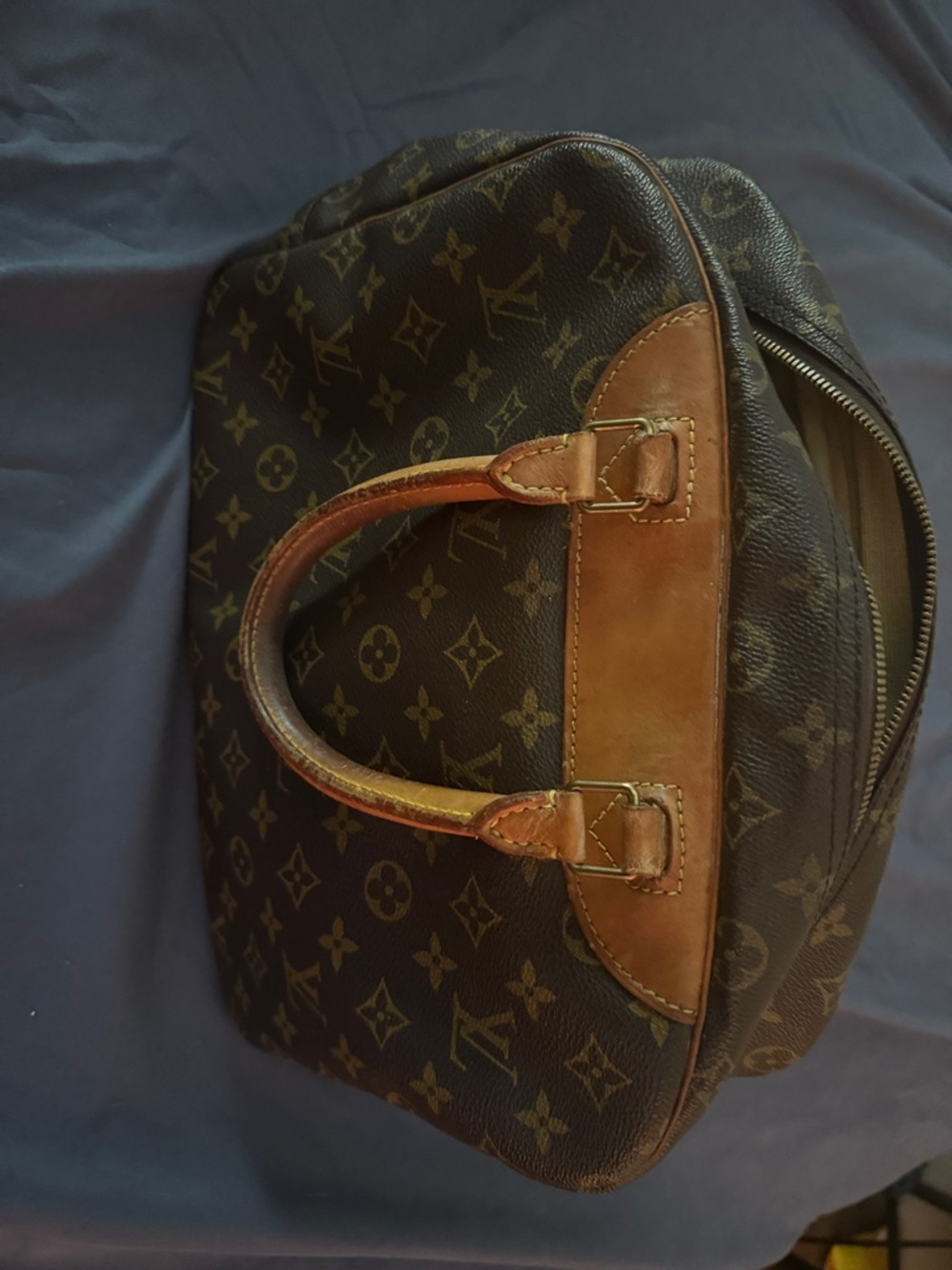 Louis Vuitton Brown Monogram Canvas Duffel with Tan Leather Trim